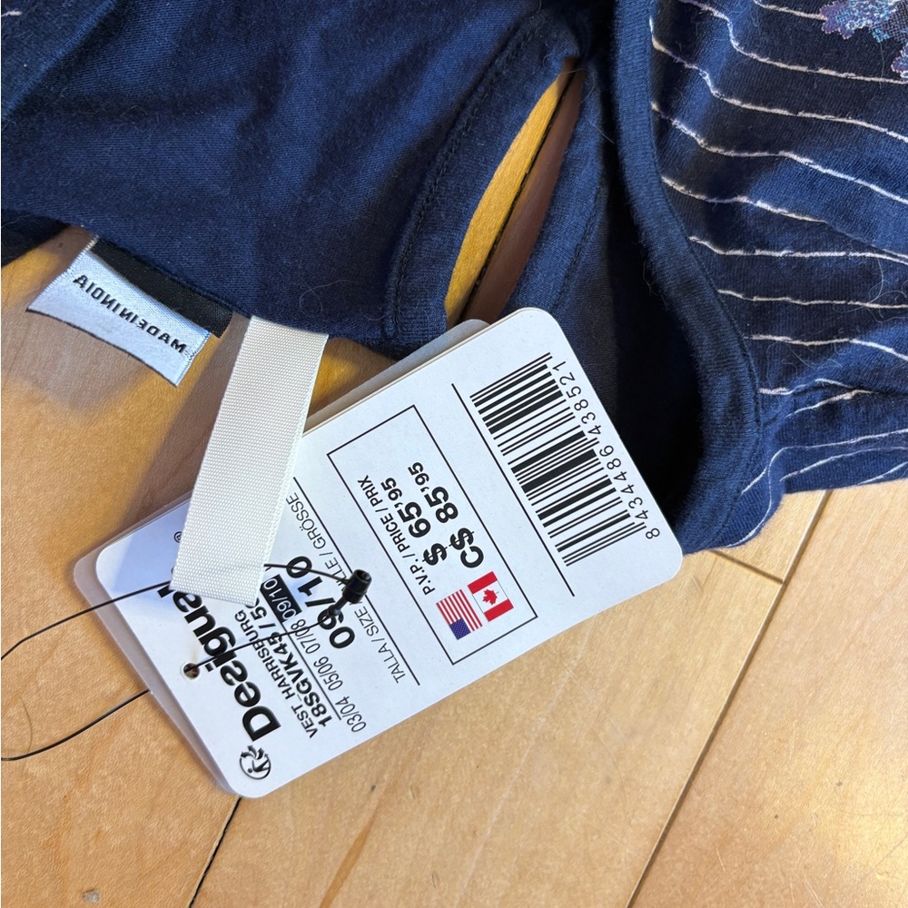 Desigual Navy and White Striped Kids Dress with Butterfly Motif - Picture 4 of 5
